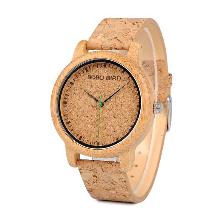 BOBO BIRD Lovers Watches Wooden Timepieces Handmade Cork Strap Bamboo Women Watch Luxury in Box Custom Logo Drop Shipping