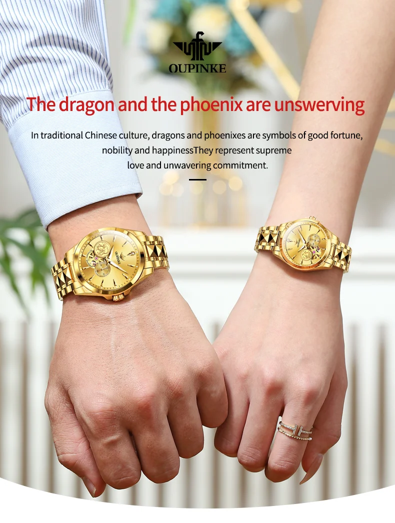 OUPINKE Couple Watches Top Brand Luxury Fashion Original Automatic Mechanical Wristwatch Independent Second Dial Waterproof New