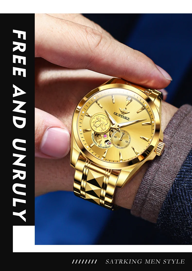 OUPINKE Couple Watches Top Brand Luxury Fashion Original Automatic Mechanical Wristwatch Independent Second Dial Waterproof New