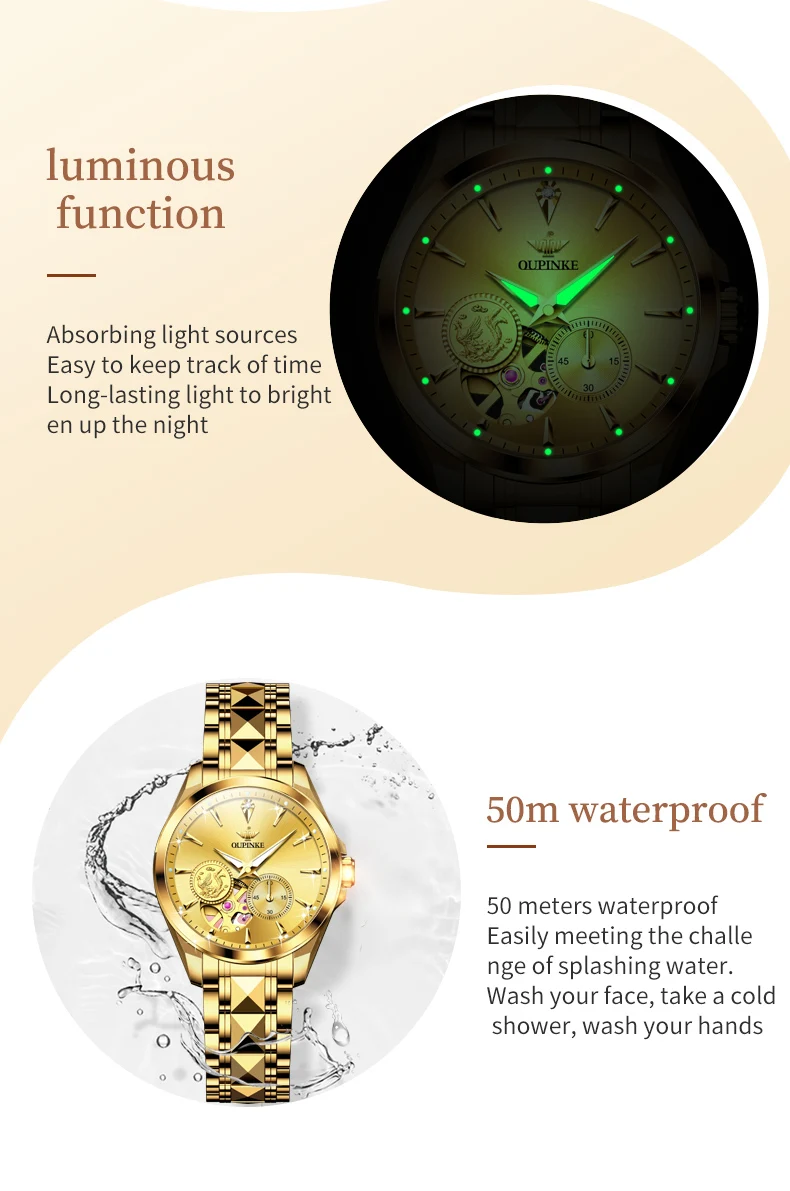 OUPINKE Couple Watches Top Brand Luxury Fashion Original Automatic Mechanical Wristwatch Independent Second Dial Waterproof New