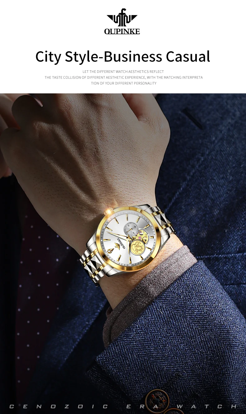 OUPINKE Couple Watches Top Brand Luxury Fashion Original Automatic Mechanical Wristwatch Independent Second Dial Waterproof New
