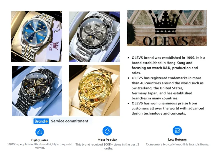 OLEVS Quartz Couple Watch Luxury Brand Waterproof Lunar Phase Timing Code Watch Elegant and Romantic Lover His Her Couple Watch