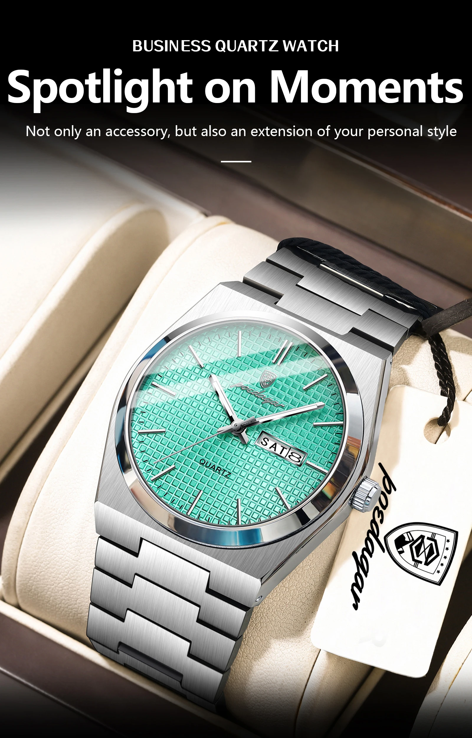 POEDAGAR Fashion Couple Watch Waterproof Stainless Steel Men Wristwatch Luminous Date Week Quartz Watches For Boyfriend+Gift Box