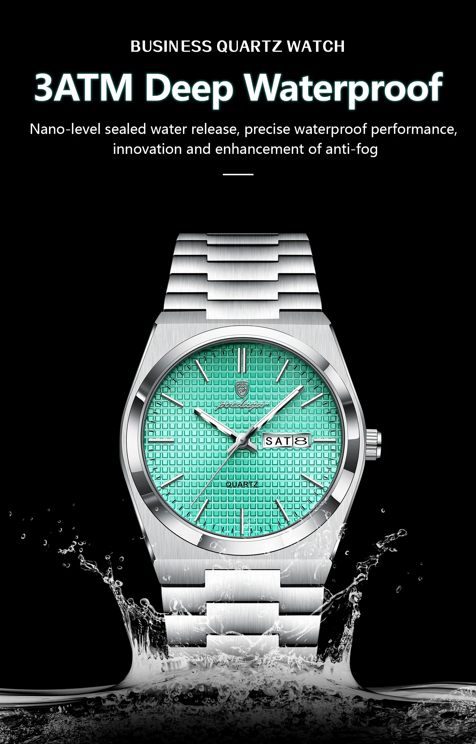 POEDAGAR Fashion Couple Watch Waterproof Stainless Steel Men Wristwatch Luminous Date Week Quartz Watches For Boyfriend+Gift Box