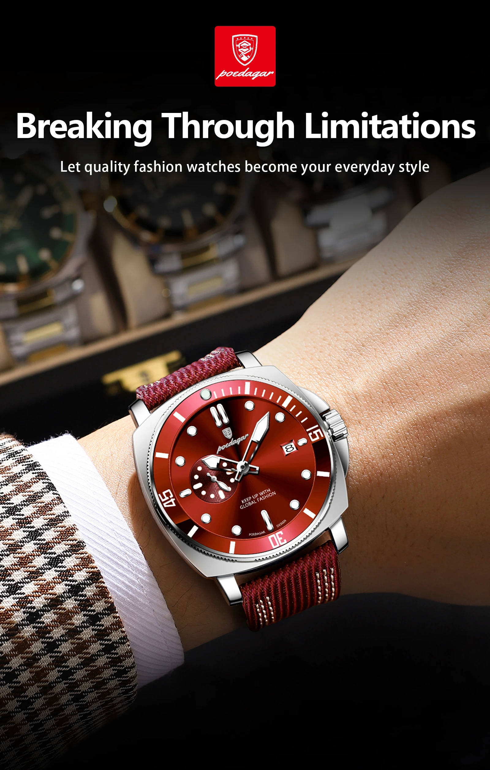 POEDAGAR Luxury Fashion Male Wristwatch Luminous Waterproof Date Watches For Men Nylon Leather Quartz Business Men's Clock Reloj