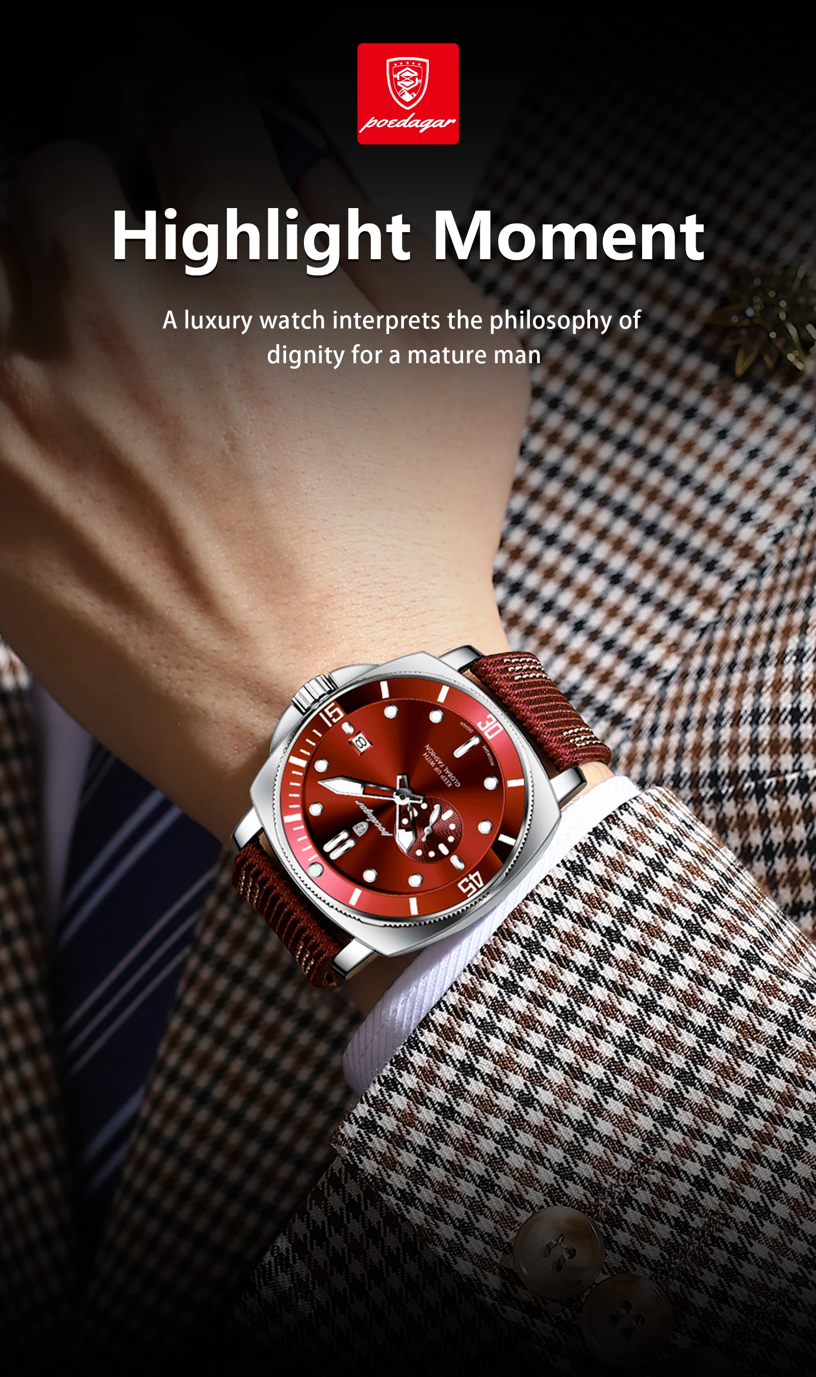 POEDAGAR Luxury Fashion Male Wristwatch Luminous Waterproof Date Watches For Men Nylon Leather Quartz Business Men's Clock Reloj