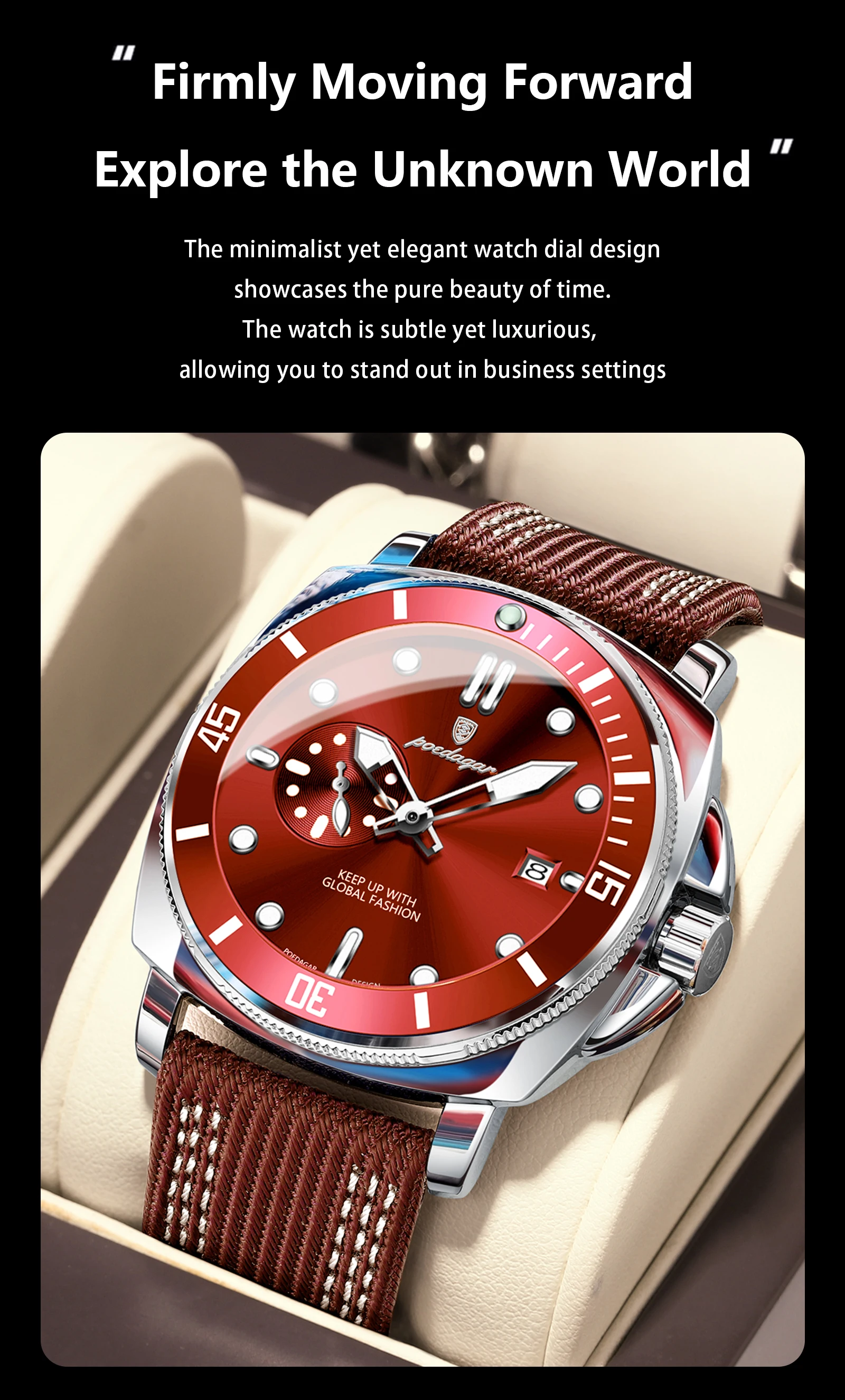 POEDAGAR Luxury Fashion Male Wristwatch Luminous Waterproof Date Watches For Men Nylon Leather Quartz Business Men's Clock Reloj