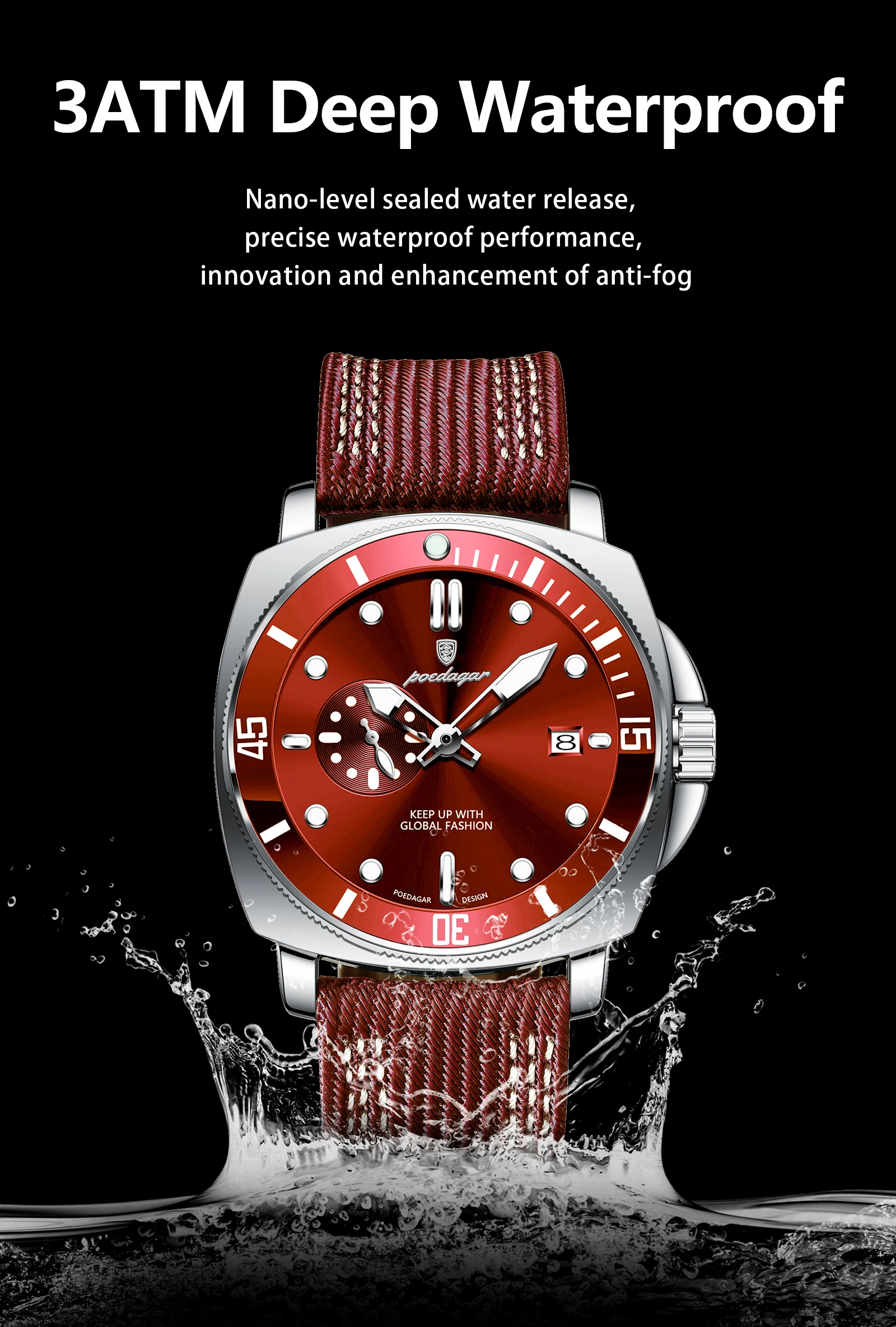 POEDAGAR Luxury Fashion Male Wristwatch Luminous Waterproof Date Watches For Men Nylon Leather Quartz Business Men's Clock Reloj