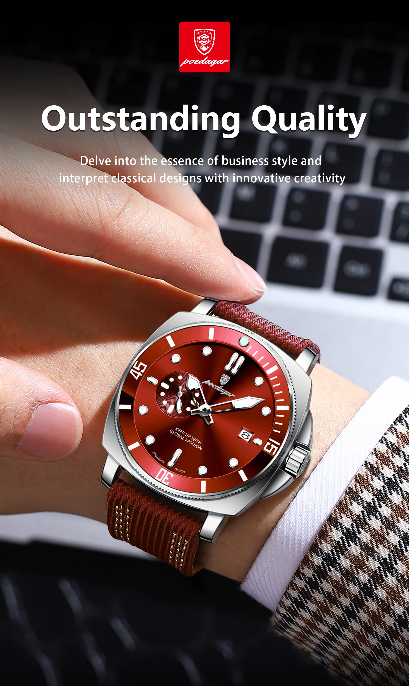POEDAGAR Luxury Fashion Male Wristwatch Luminous Waterproof Date Watches For Men Nylon Leather Quartz Business Men's Clock Reloj