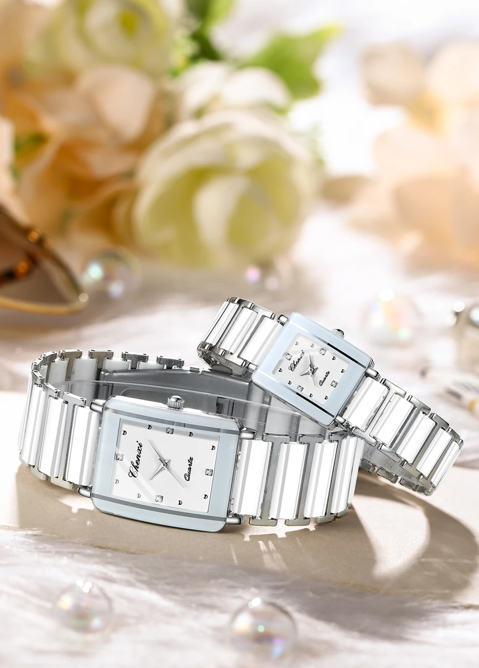 CHENXI 104A Couple's Watches Luxury Waterproof Relojes Para Damas Wristwatch for Woman and Man Simulated-Ceramics Strap Gift