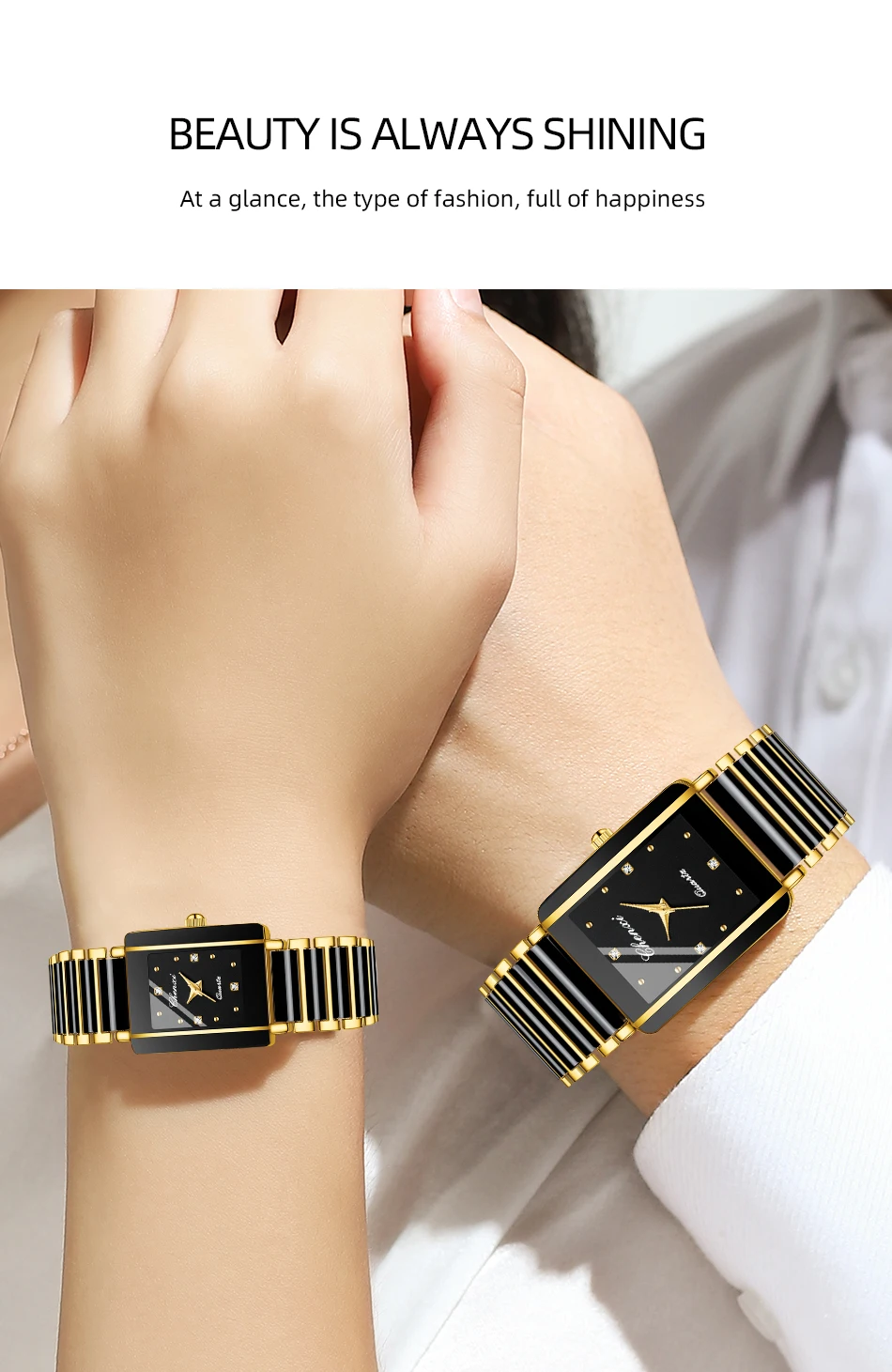 CHENXI 104A Couple's Watches Luxury Waterproof Relojes Para Damas Wristwatch for Woman and Man Simulated-Ceramics Strap Gift