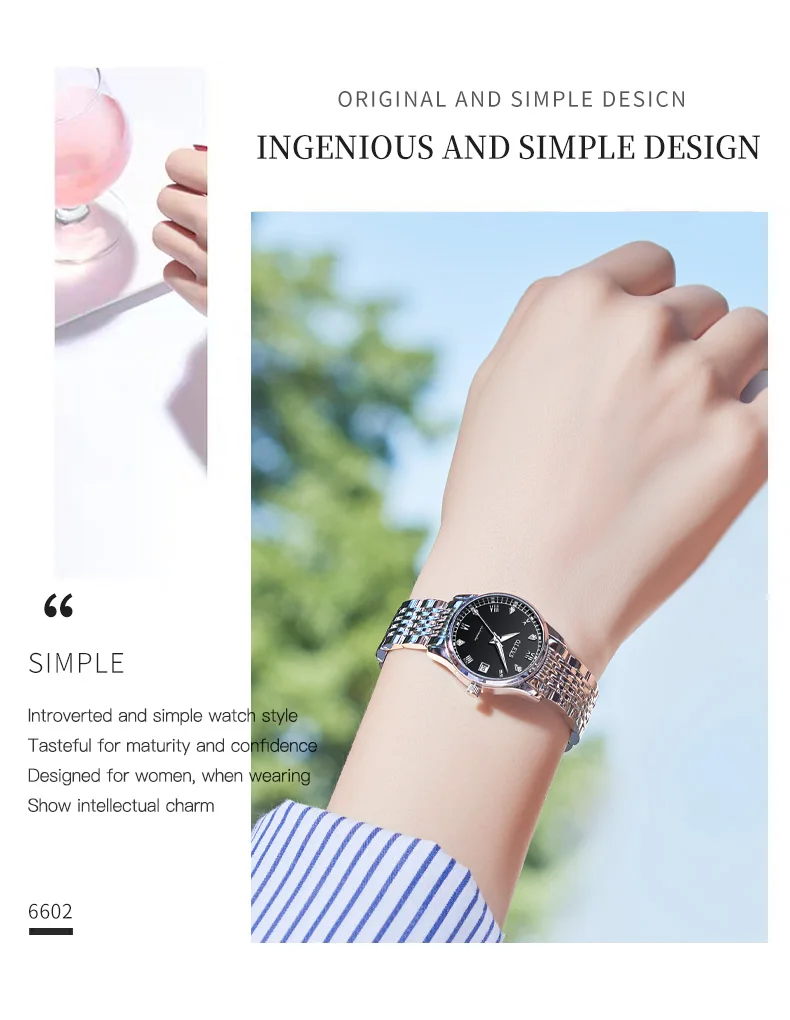 OLEVS 6607+6602 Original Men Women Watch Luxury Brand Tourbillon Mechanical Watch High End Romantic Lover Date Gift Couple Watch