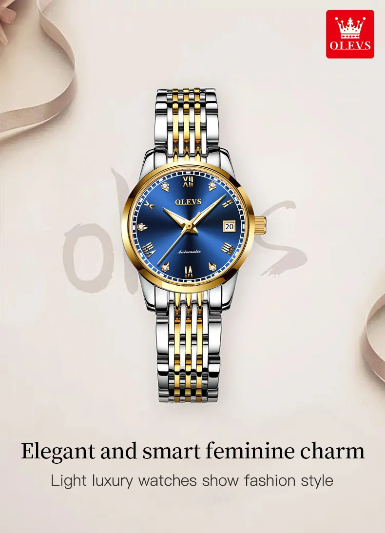 OLEVS 6607+6602 Original Men Women Watch Luxury Brand Tourbillon Mechanical Watch High End Romantic Lover Date Gift Couple Watch