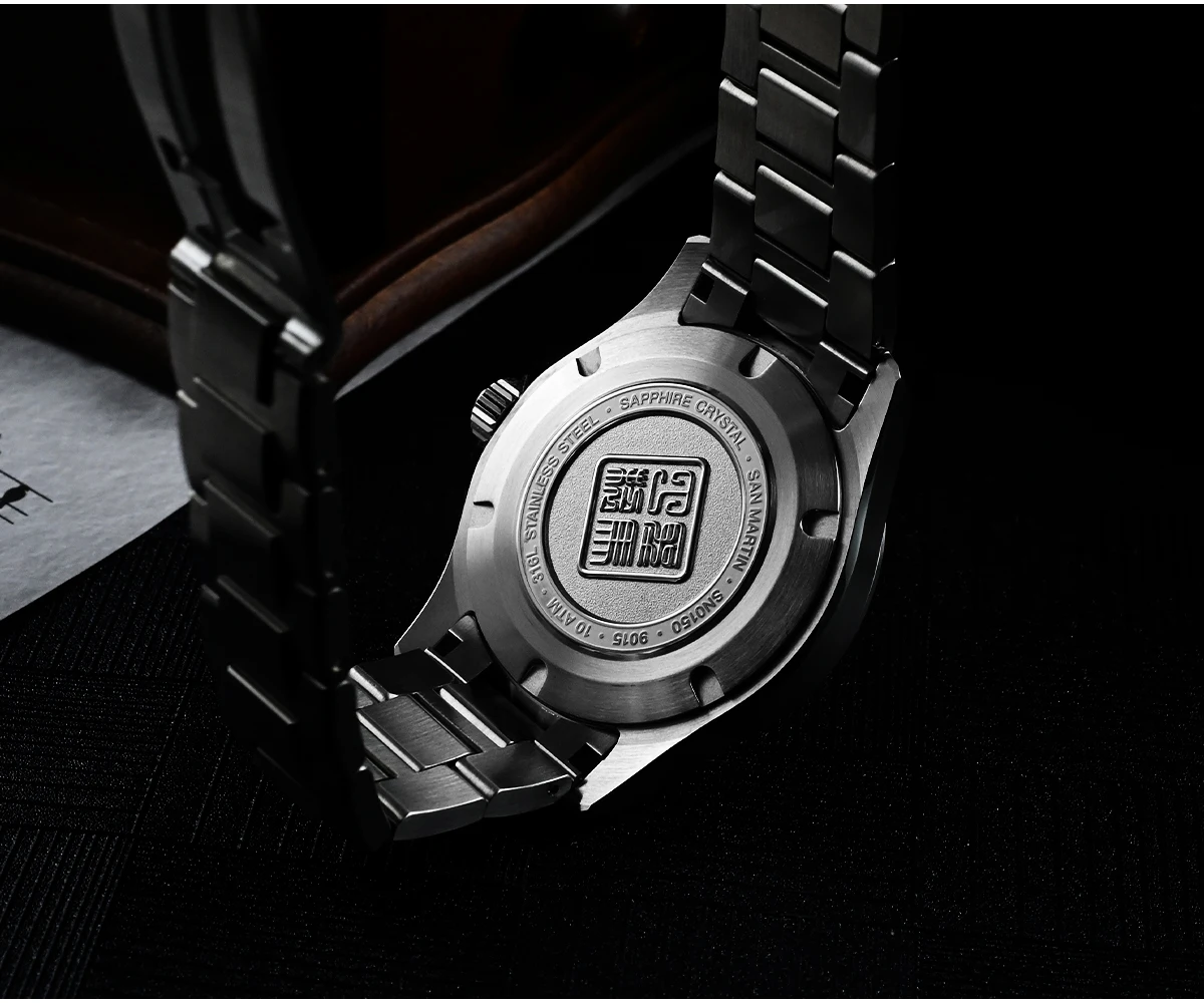 San Martin Watch 39mm Luxury Dress Miyota 9015 Automatic Mechanical Watches for Men With Mop Guilloche 100m Waterproof SN0150