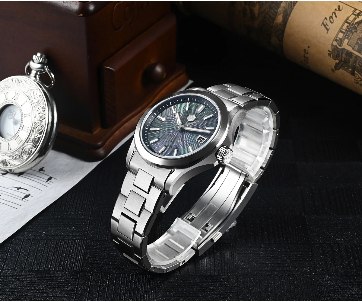 San Martin Watch 39mm Luxury Dress Miyota 9015 Automatic Mechanical Watches for Men With Mop Guilloche 100m Waterproof SN0150