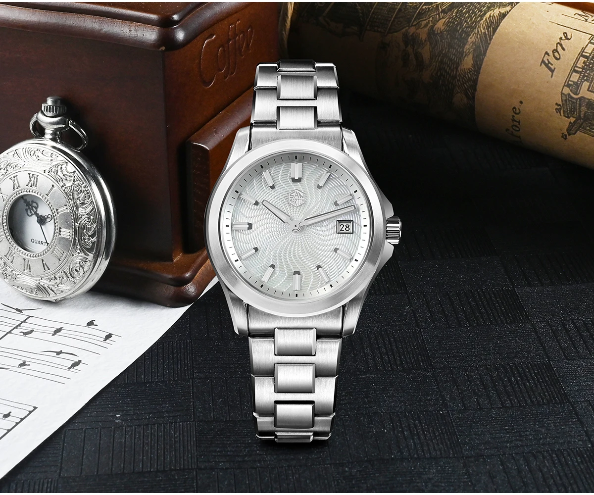 San Martin Watch 39mm Luxury Dress Miyota 9015 Automatic Mechanical Watches for Men With Mop Guilloche 100m Waterproof SN0150