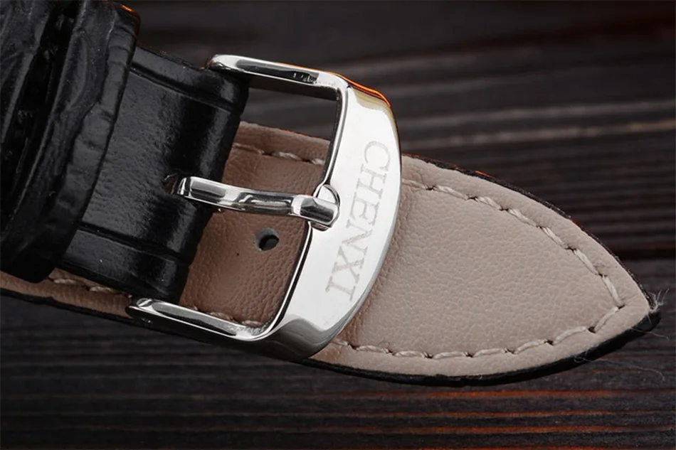 CHENXI 079A Fashion Couple Quartz Watches Casual Retro Clocks Calendar Waterproof Leather Strap Classic Men Women Wristwatch