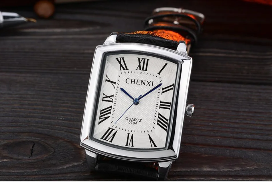 CHENXI 079A Fashion Couple Quartz Watches Casual Retro Clocks Calendar Waterproof Leather Strap Classic Men Women Wristwatch