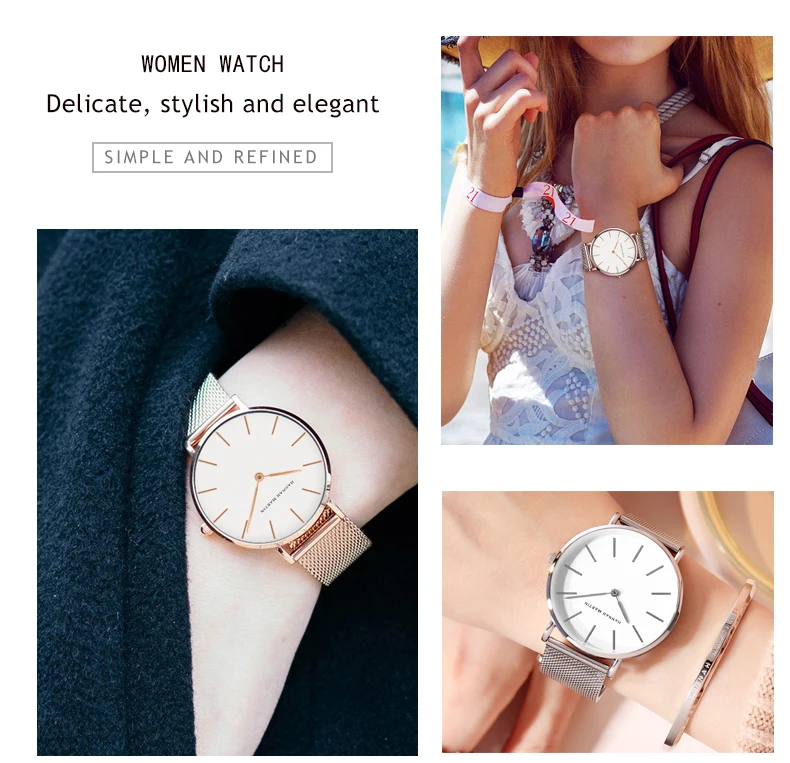 2Pcs Fashion Women's Set Watch 6.9mm Ultra Thin Japanese Movement Minimalist Valentine Day Mens Quartz Watch Relogios Masculino