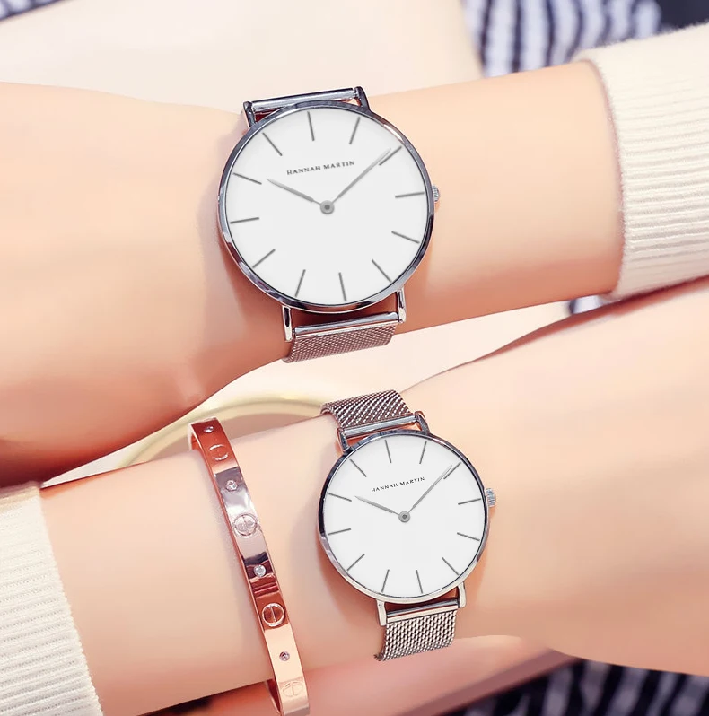 2Pcs Fashion Women's Set Watch 6.9mm Ultra Thin Japanese Movement Minimalist Valentine Day Mens Quartz Watch Relogios Masculino