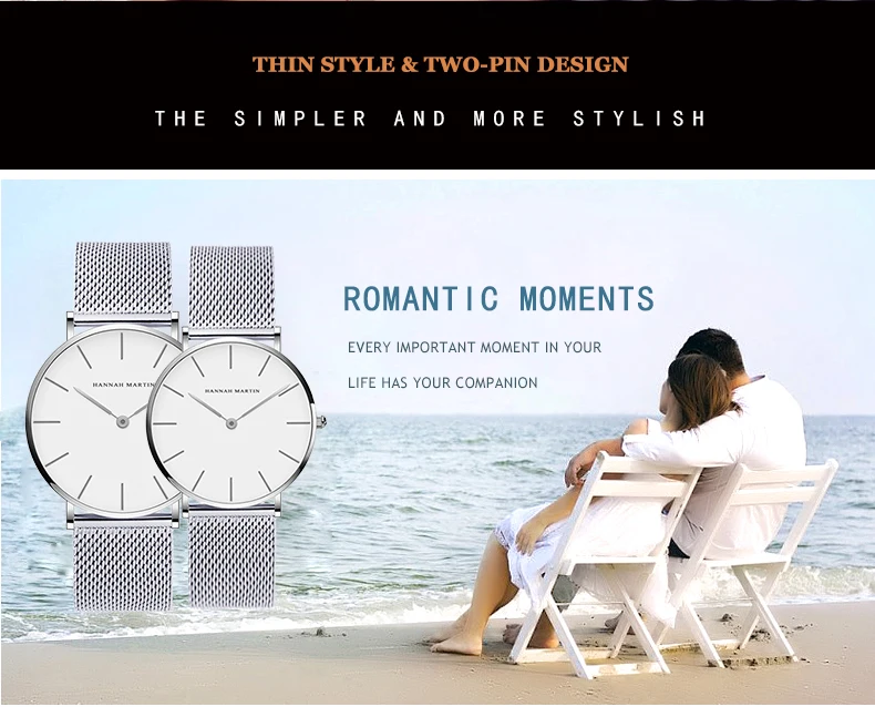 2Pcs Fashion Women's Set Watch 6.9mm Ultra Thin Japanese Movement Minimalist Valentine Day Mens Quartz Watch Relogios Masculino
