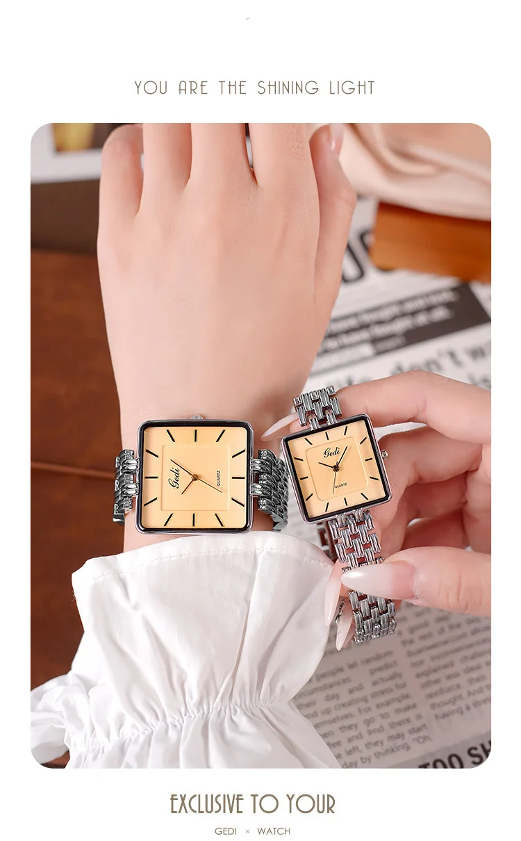 Men Watch Business Simple Square Couple Watches Waterproof Stainless Steel Premium Ultra Thin Women Fashion Quartz Wristwatches