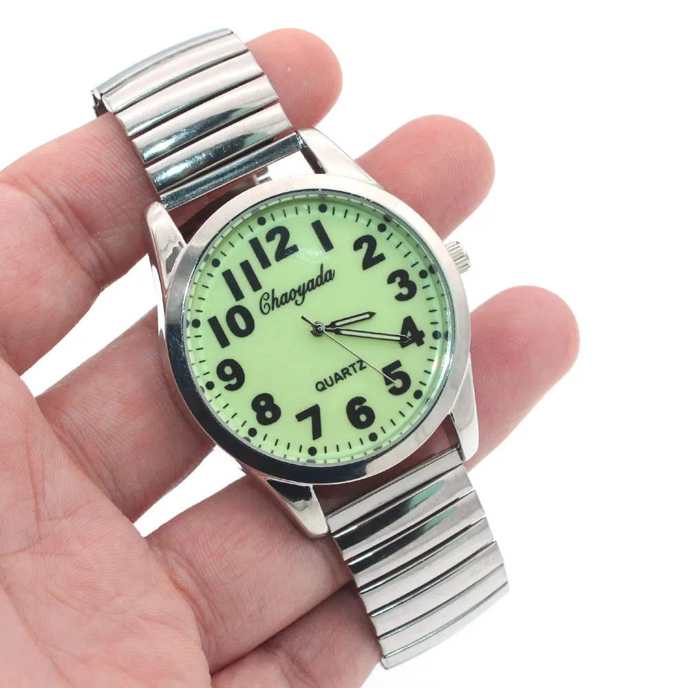 Elastic Elastic Band Quartz Couple Fashion Pair Watch Elderly Large Dial Pointer Digital Surface Men's Watch For Men Women