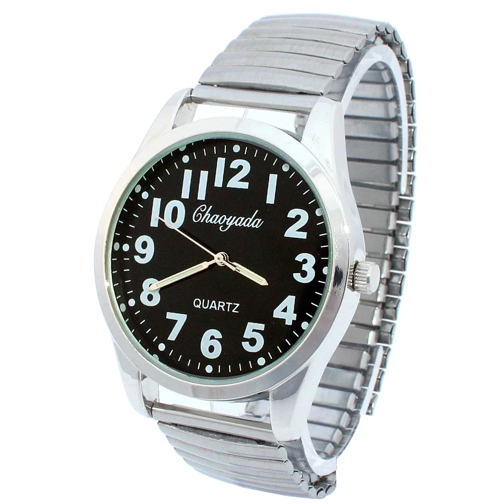 Elastic Elastic Band Quartz Couple Fashion Pair Watch Elderly Large Dial Pointer Digital Surface Men's Watch For Men Women