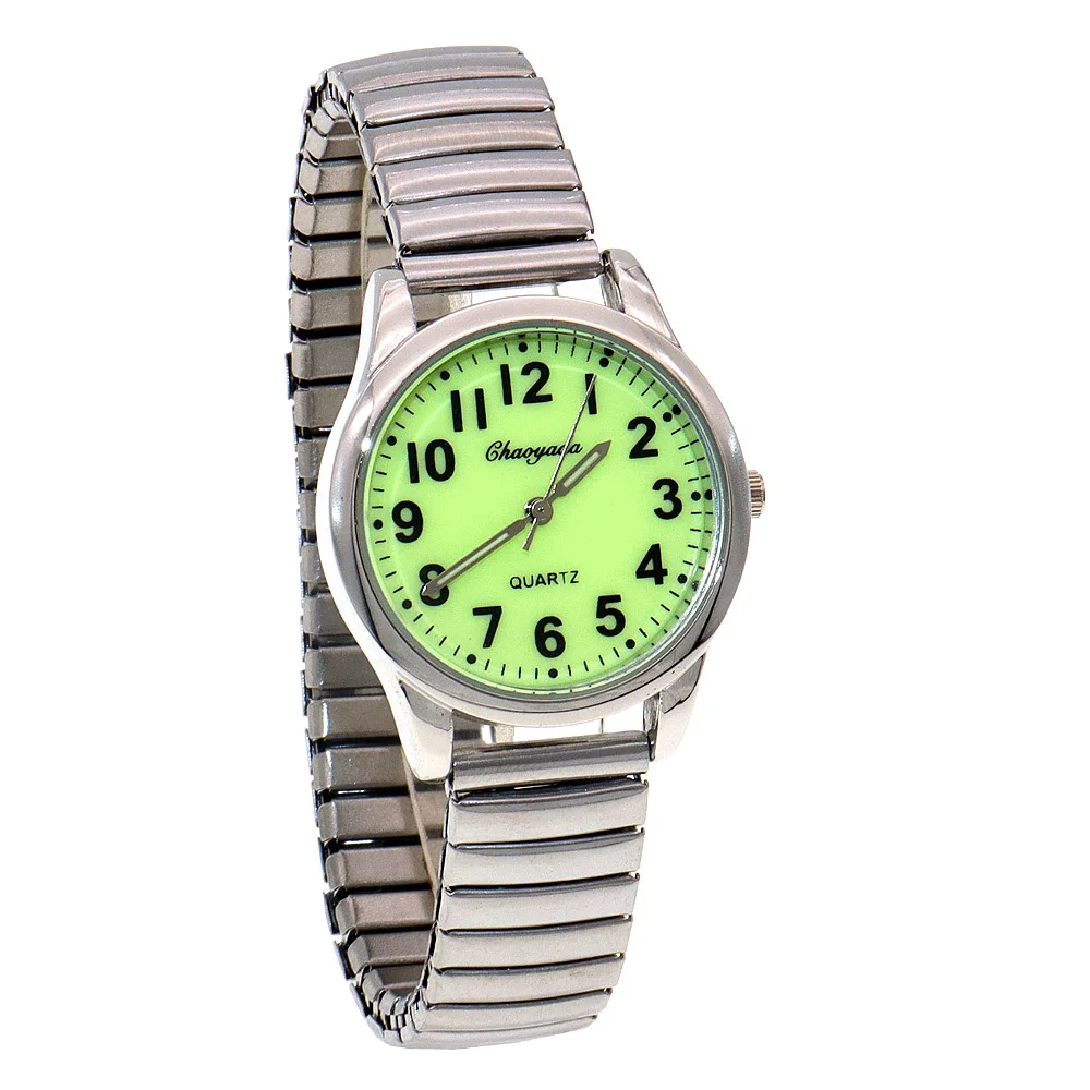 Elastic Elastic Band Quartz Couple Fashion Pair Watch Elderly Large Dial Pointer Digital Surface Men's Watch For Men Women