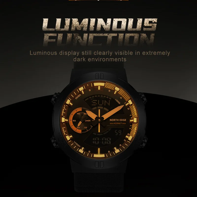 NORTH EDGE HORNET New Digital Watch Men's Sports Watches Dual Time Alarm Clock