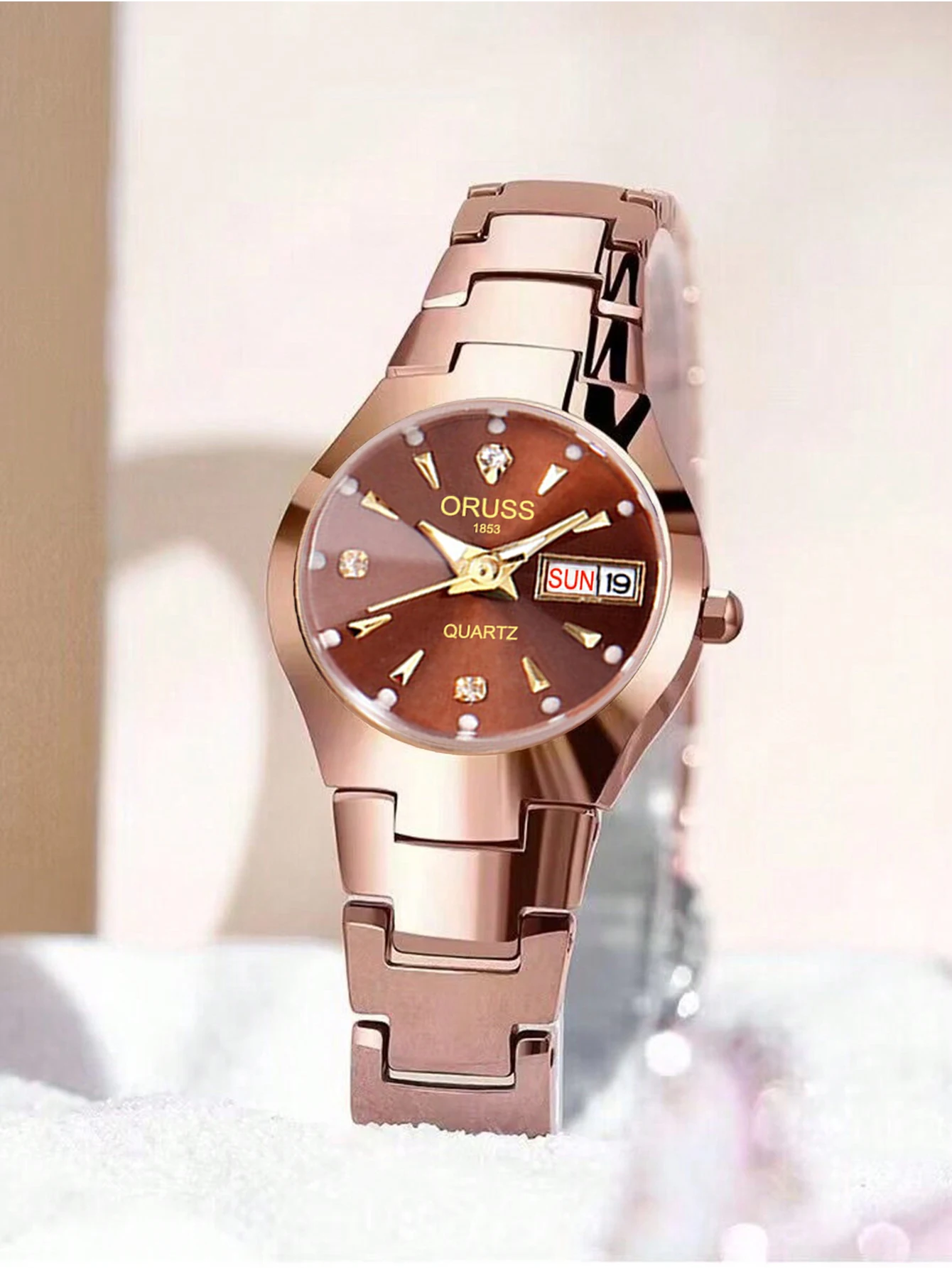 ORUSS Couple Watch Waterproof Casual Fashion Women Men Quartz Watches Ladies Stainless Date Week Men Clock Lover's Date Gift