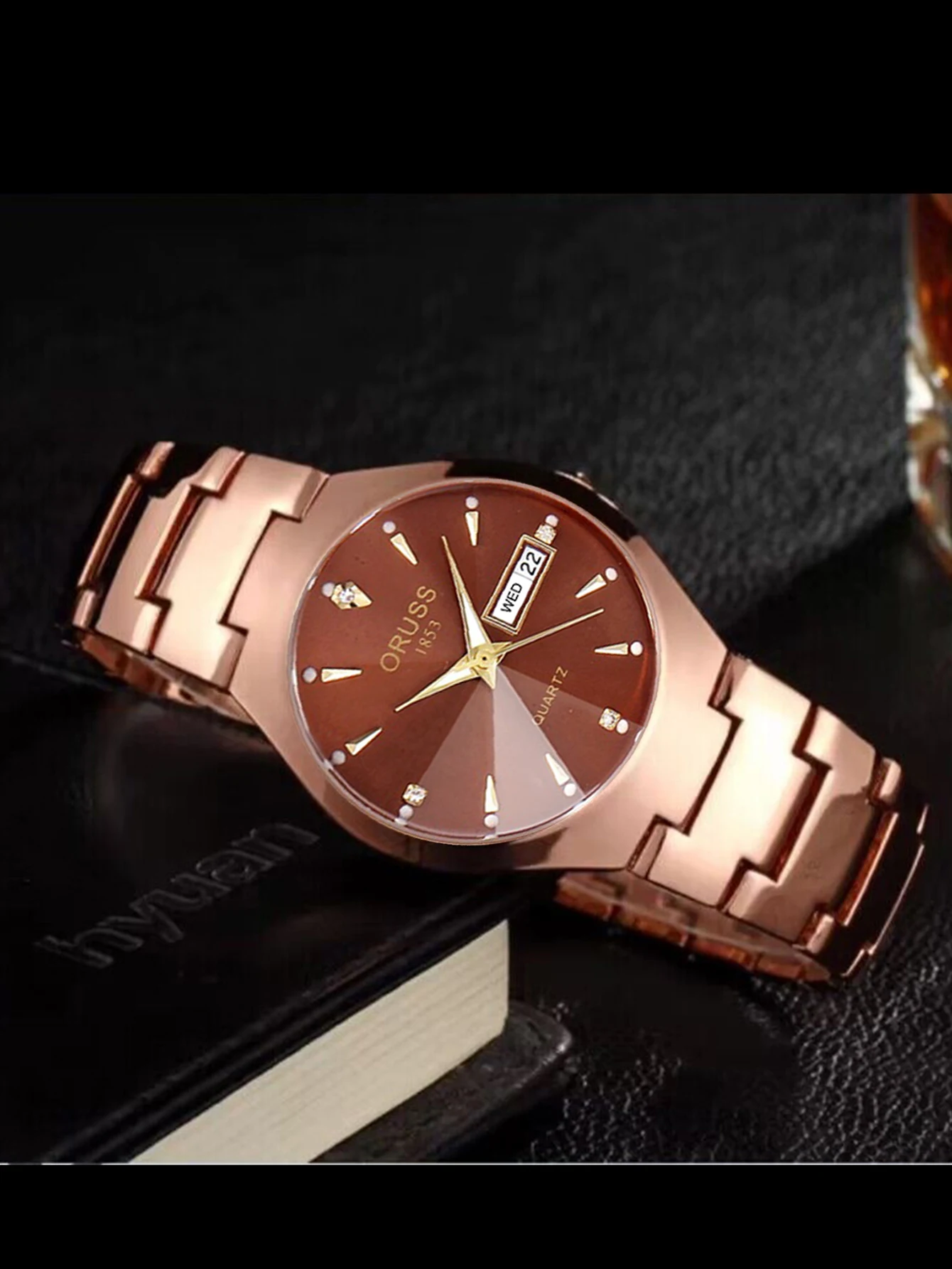 ORUSS Couple Watch Waterproof Casual Fashion Women Men Quartz Watches Ladies Stainless Date Week Men Clock Lover's Date Gift