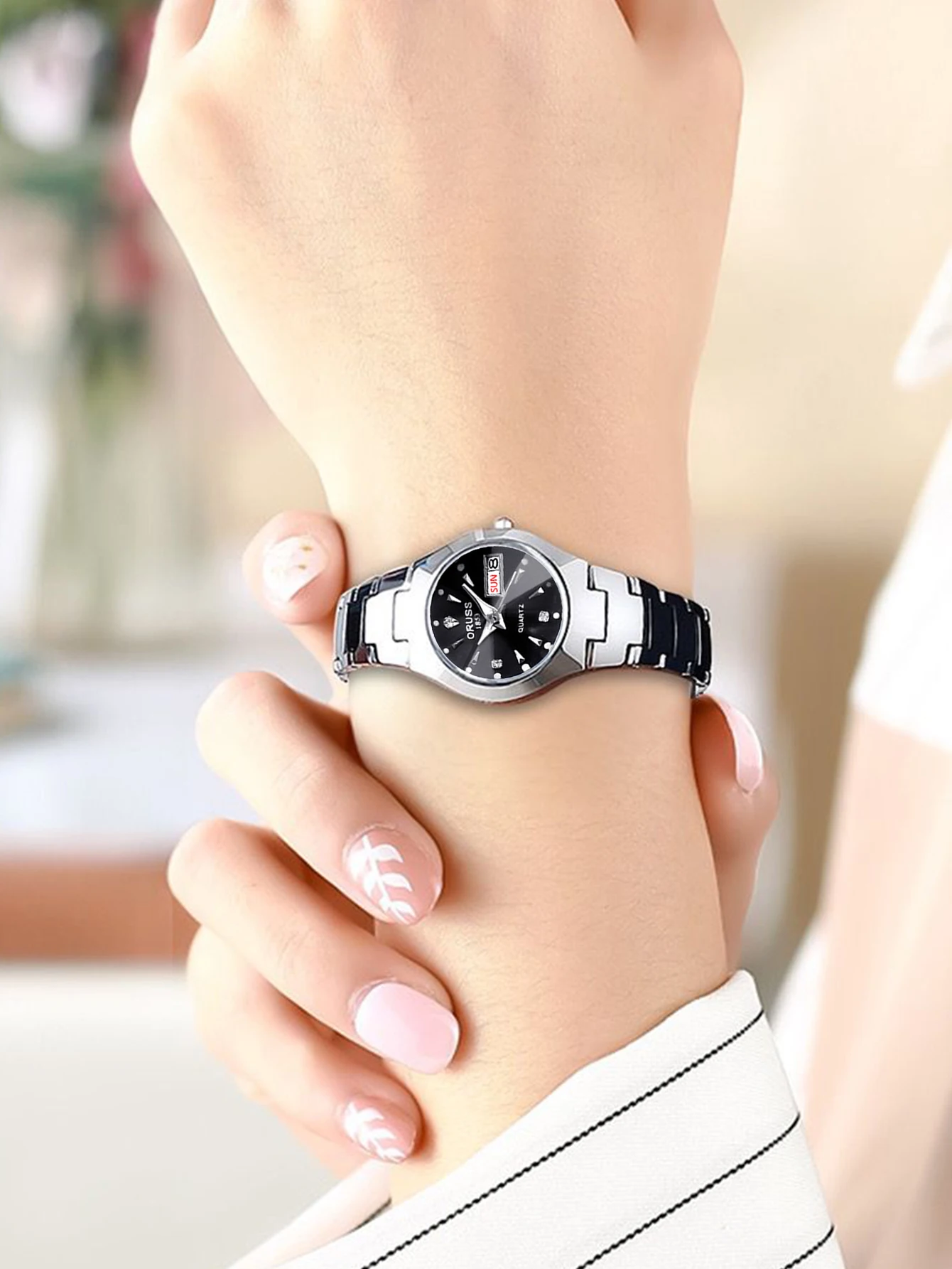 ORUSS Couple Watch Waterproof Casual Fashion Women Men Quartz Watches Ladies Stainless Date Week Men Clock Lover's Date Gift