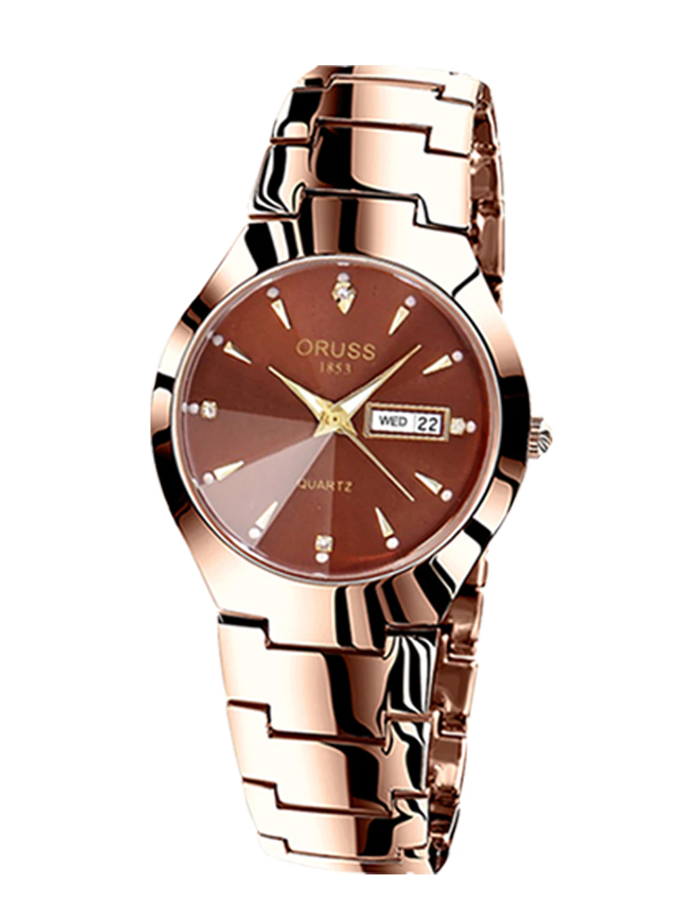 ORUSS Couple Watch Waterproof Casual Fashion Women Men Quartz Watches Ladies Stainless Date Week Men Clock Lover's Date Gift