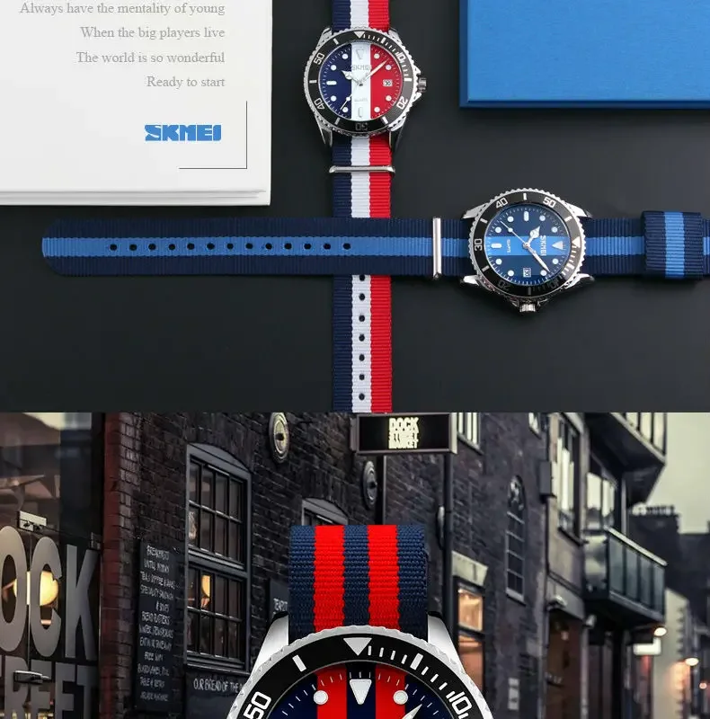 SKMEI 9133 Couple Watches Men and Women Casual Watch Nylon Strap 30M Waterproof Multiple Quartz Wristwatches reloj hombr