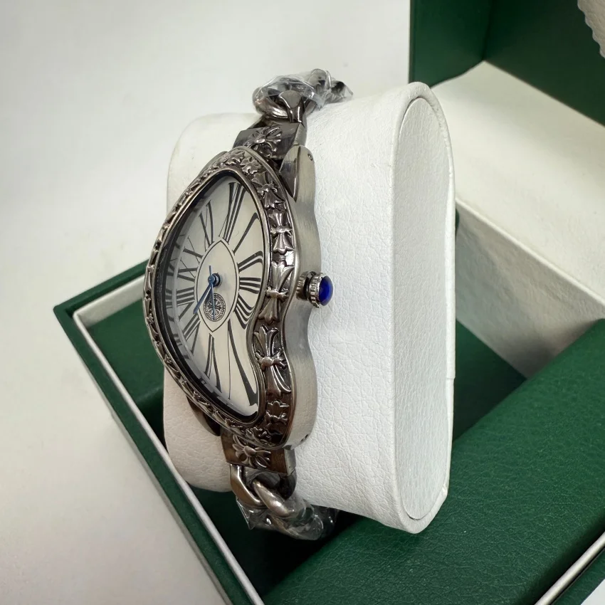 Luxury Quartz Men's Watch Vintage Cash Creative Melting Twisted Watches for Women Irregular Case Leather Y2K Ins Style Watch