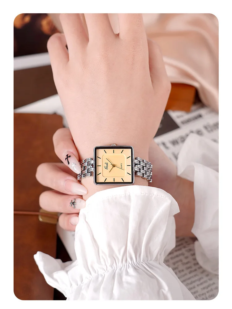 Men Watch Business Simple Square Couple Watches Waterproof Stainless Steel Premium Ultra Thin Women Fashion Quartz Wristwatches