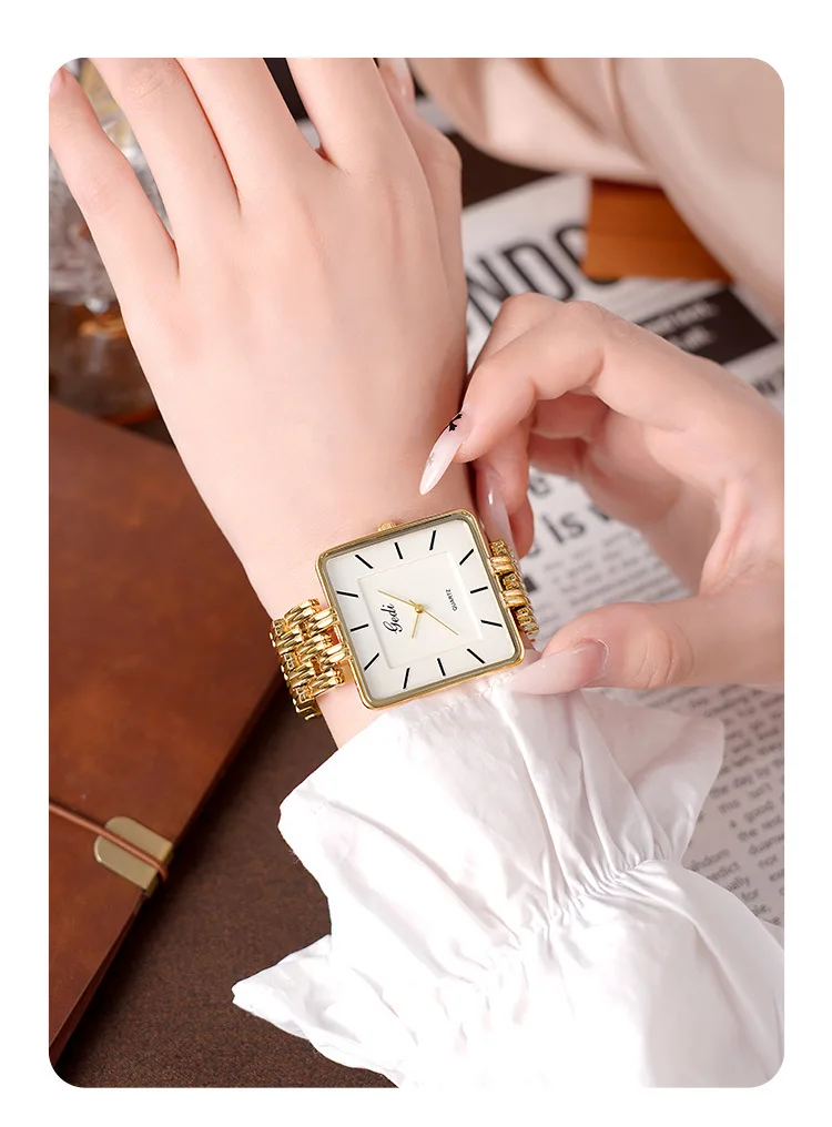 Men Watch Business Simple Square Couple Watches Waterproof Stainless Steel Premium Ultra Thin Women Fashion Quartz Wristwatches
