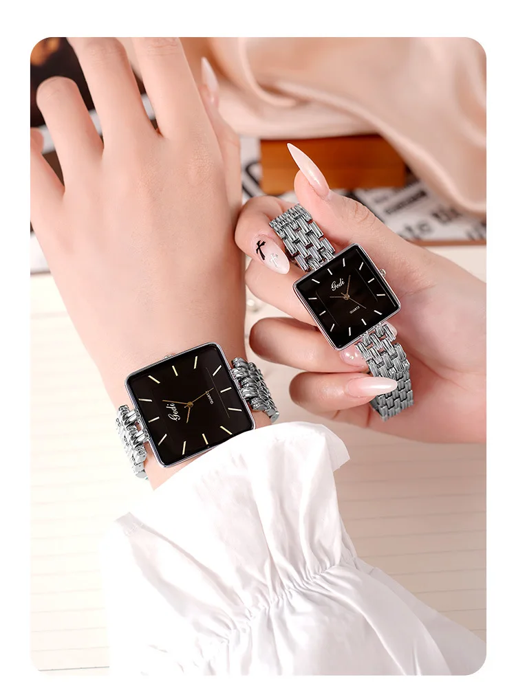 Men Watch Business Simple Square Couple Watches Waterproof Stainless Steel Premium Ultra Thin Women Fashion Quartz Wristwatches