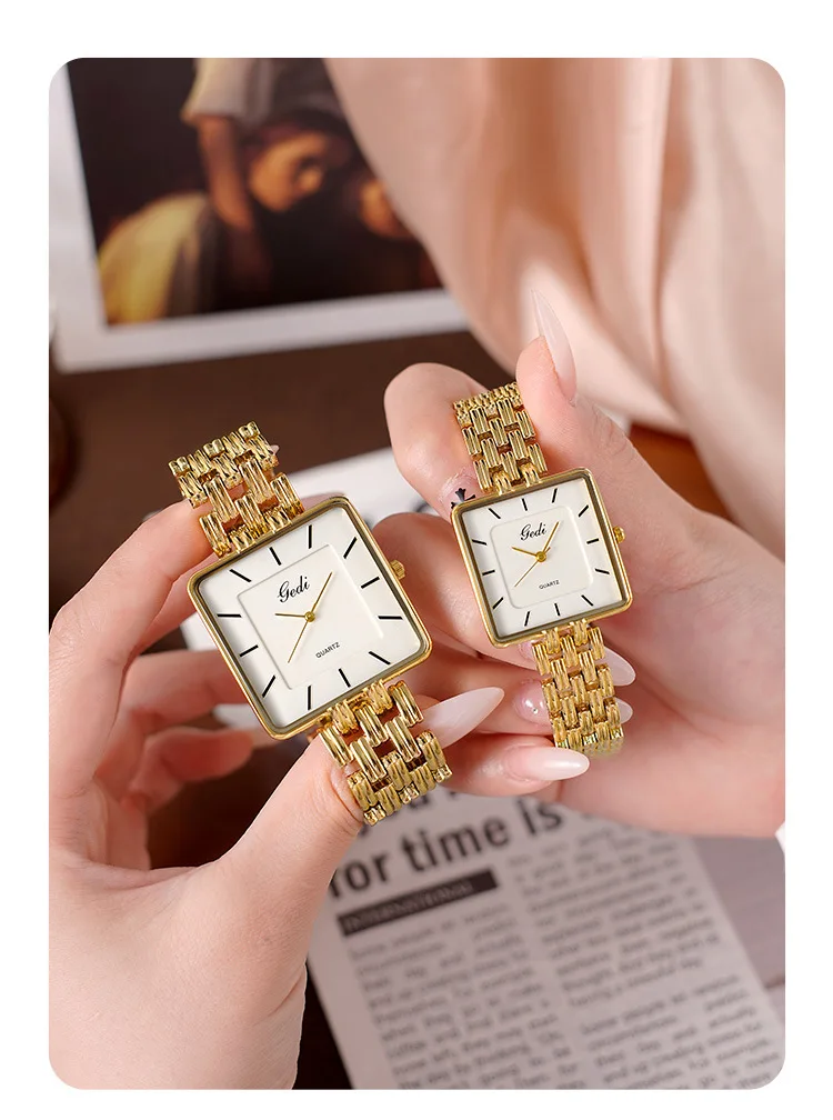 Men Watch Business Simple Square Couple Watches Waterproof Stainless Steel Premium Ultra Thin Women Fashion Quartz Wristwatches