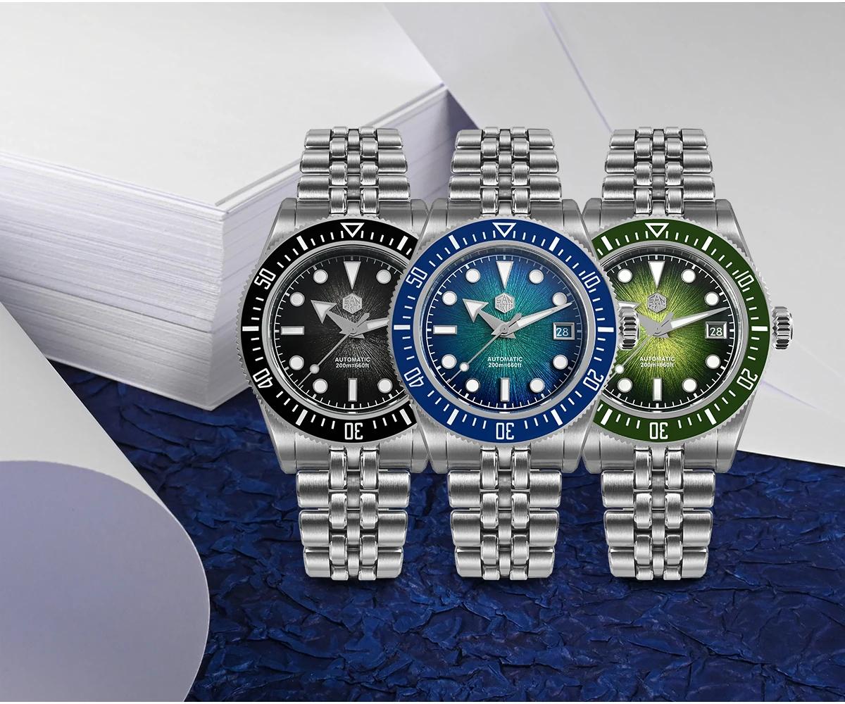 San Martin 37.5-40mm Original Design Luxury Couple Watch Miyota 9015 Automatic Mechanical Men Diver Watches Waterproof SN0148