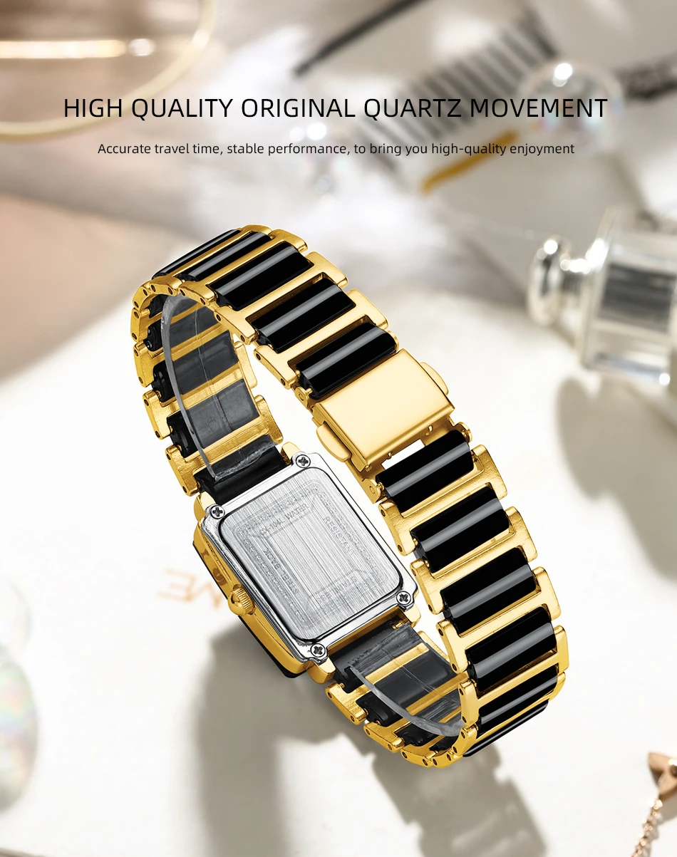 CHENXI 104A Fashion Couple Watches Rectangle Quartz Watch for Women Men Lovers Simulated-Ceramics Relojes Para Damas Reloj Mujer
