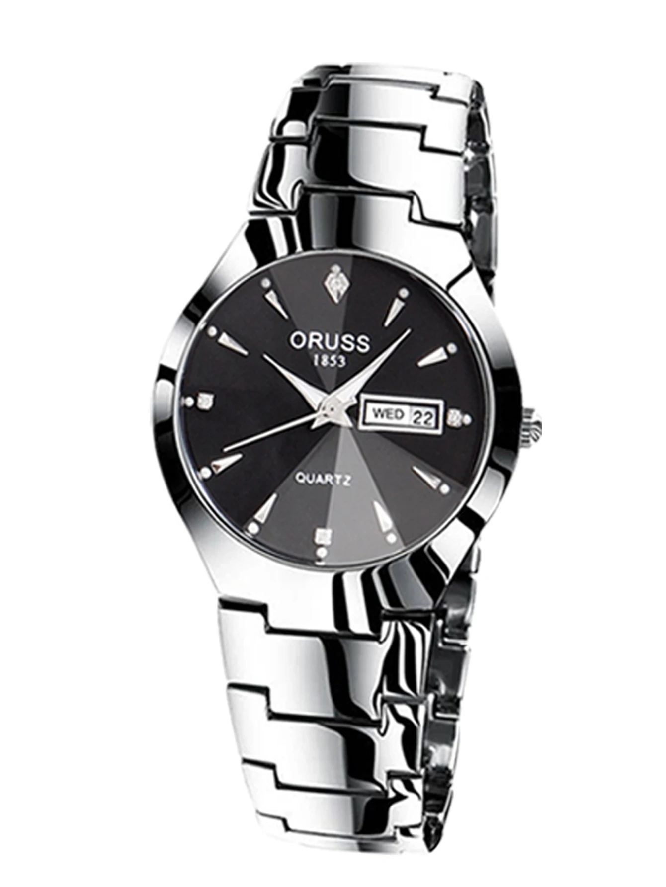 ORUSS Relogio Feminino Couple Watch Men Quartz watch for Lovers Luxury Womens wristwatch Week Display Stainless Steel Waterproof