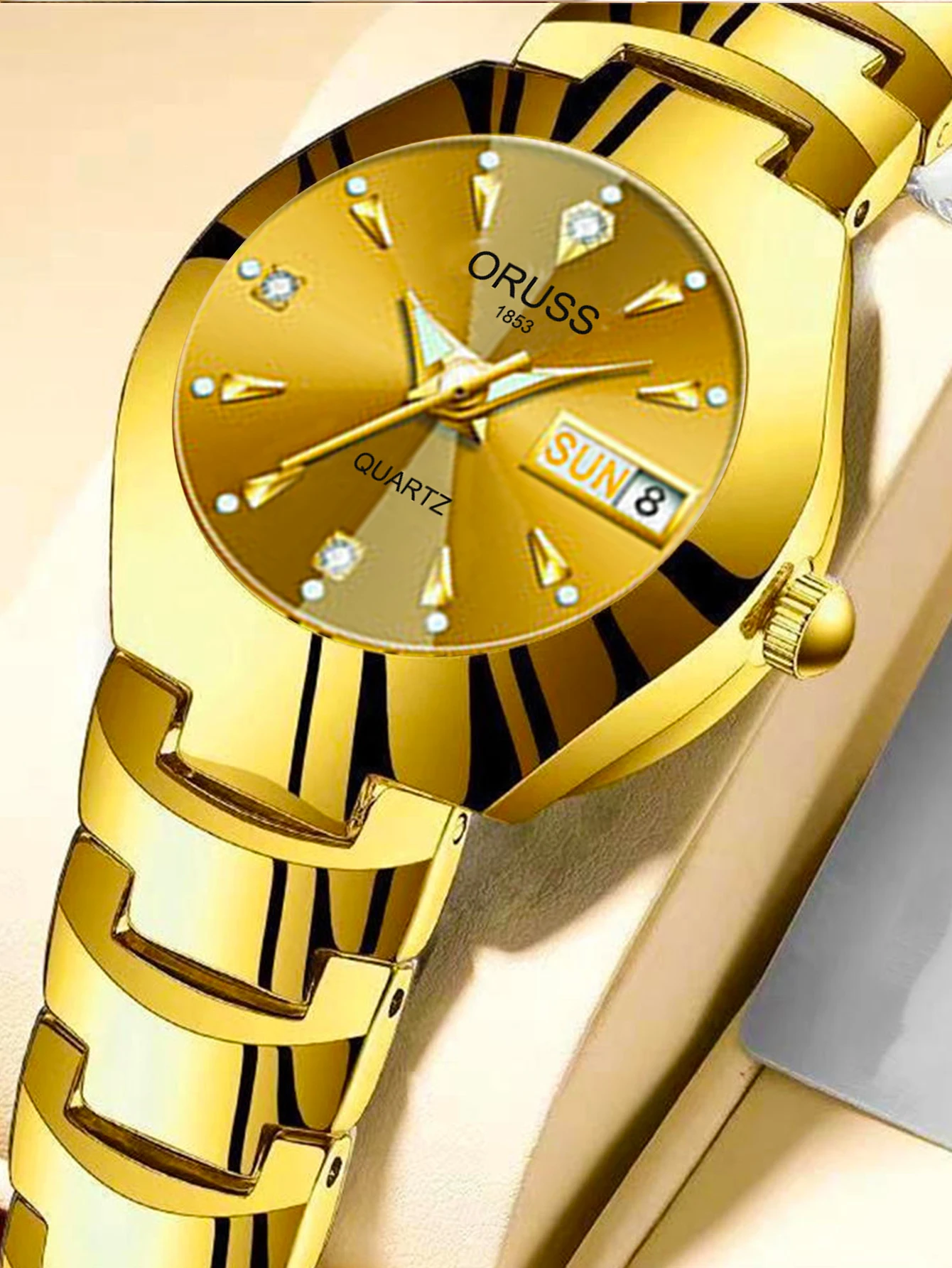 ORUSS Relogio Feminino Couple Watch Men Quartz watch for Lovers Luxury Womens wristwatch Week Display Stainless Steel Waterproof