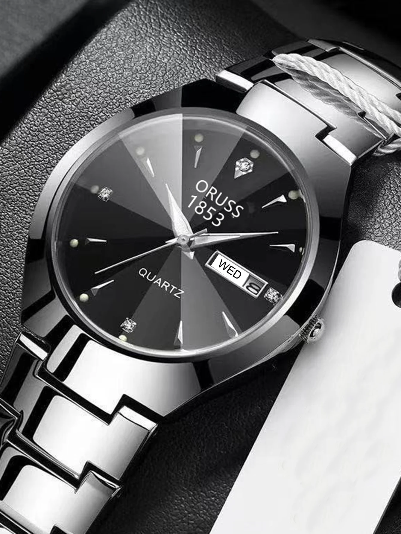 ORUSS Relogio Feminino Couple Watch Men Quartz watch for Lovers Luxury Womens wristwatch Week Display Stainless Steel Waterproof