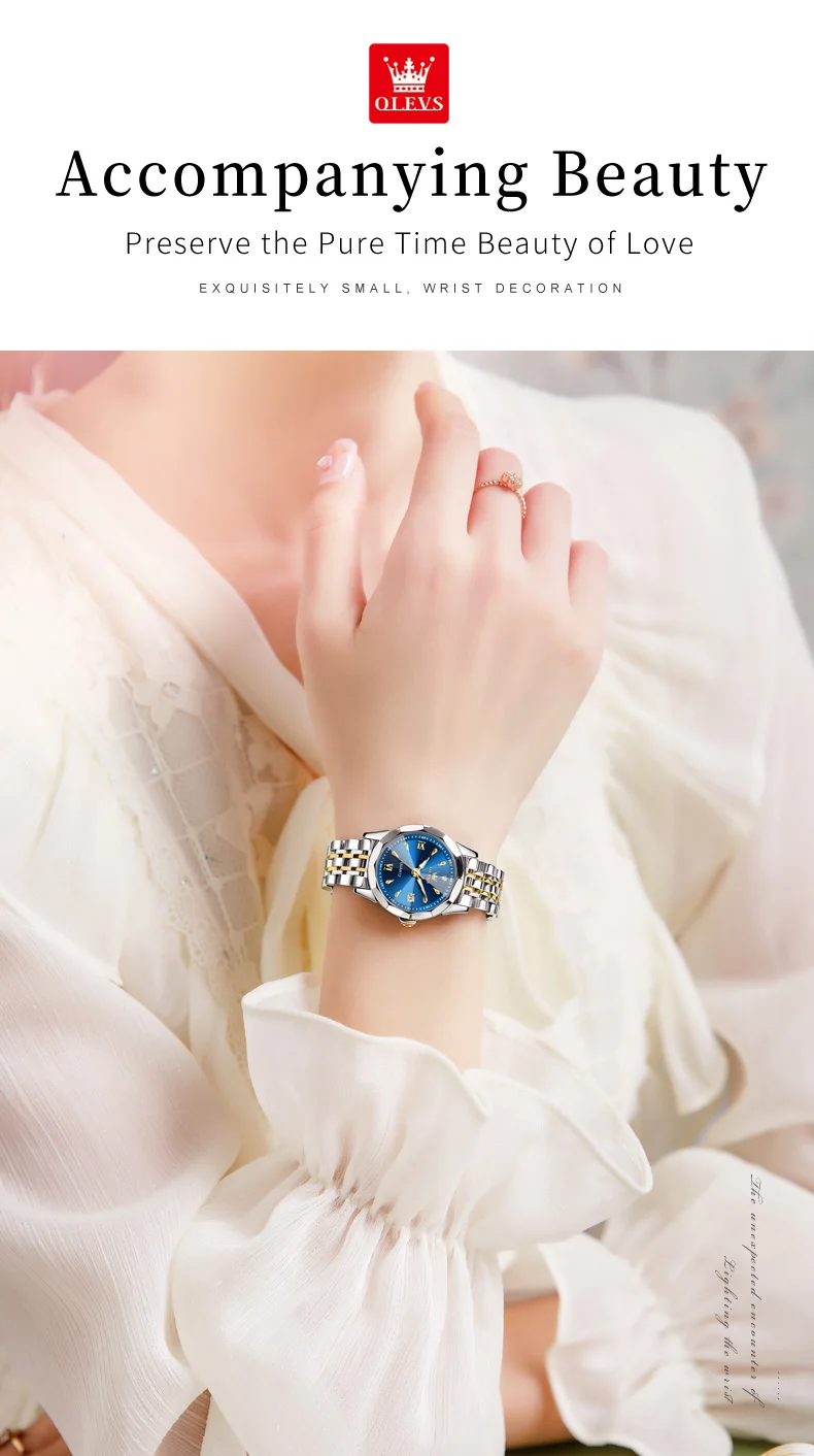 OLEVS 9998 Quartz Couple Watches Original Rhombus Mirror Waterproof Dress Wristwatch Luminous Date Fashion Watch For Men Women