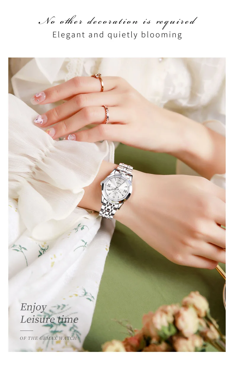 OLEVS 9998 Quartz Couple Watches Original Rhombus Mirror Waterproof Dress Wristwatch Luminous Date Fashion Watch For Men Women