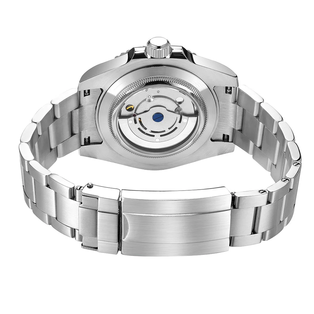TIME TOKEN GMT Watches Carbon Fiber Sapphire Mechanical Watch 10Bar Waterproof 40mm Luxury Diver Men Wristwatch reloj hombre