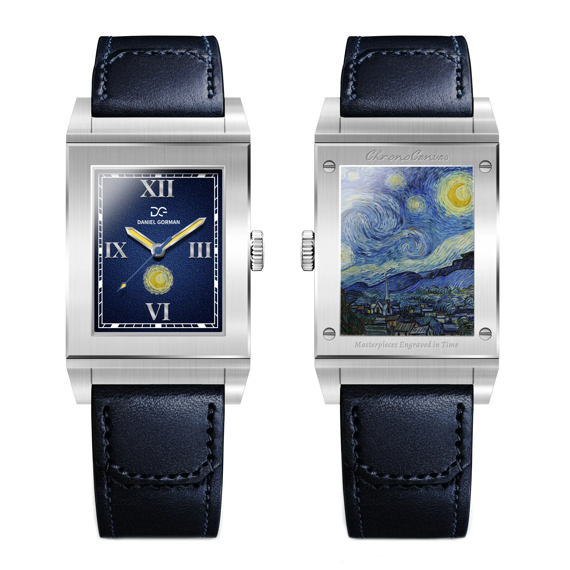 Reverso Style Flip Watch Quartz Wristwatch Vintage Square Genuine Leather Strap Unisex Gift Reverse Flip Watches Gorman 9200