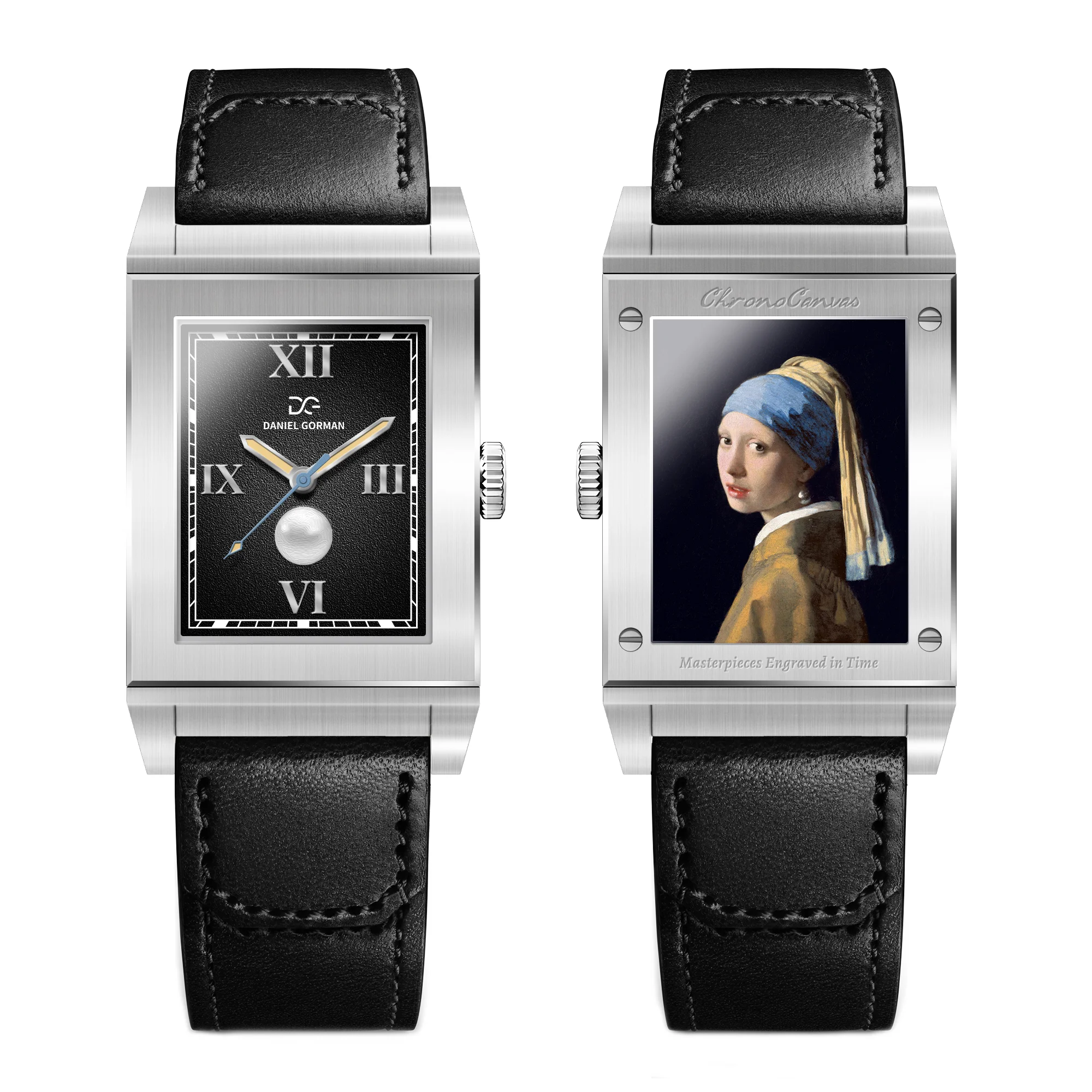 Reverso Style Flip Watch Quartz Wristwatch Vintage Square Genuine Leather Strap Unisex Gift Reverse Flip Watches Gorman 9200